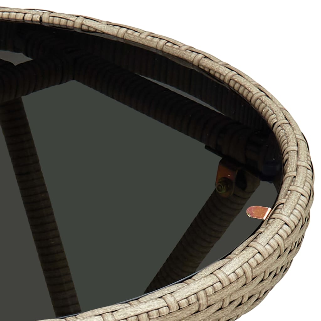 Mesa de chá 60 cm vime PE e vidro temperado bege - Image 5