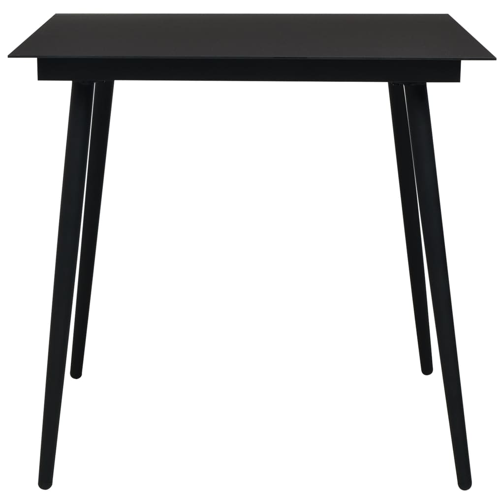 Mesa de jantar para jardim 80x80x74 cm aço e vidro preto - Image 2