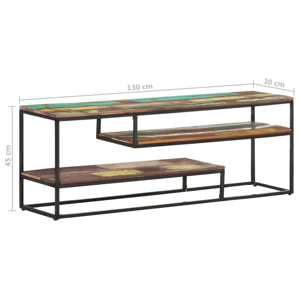 Móvel de TV 130x30x45 cm madeira recuperada maciça - Image 8