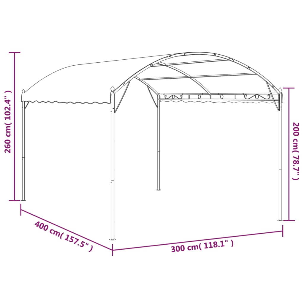 Gazebo 4x3x2,6 m 180 g/m² cinzento-acastanhado - Image 6