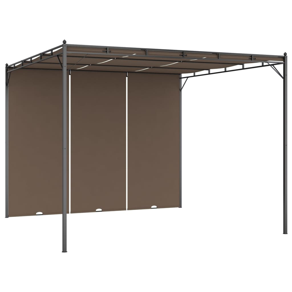Gazebo jardim c/ cortina lateral 3x3x2,25m cinzento-acastanhado - Image 2