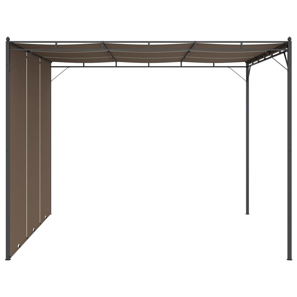 Gazebo jardim c/ cortina lateral 3x3x2,25m cinzento-acastanhado - Image 4