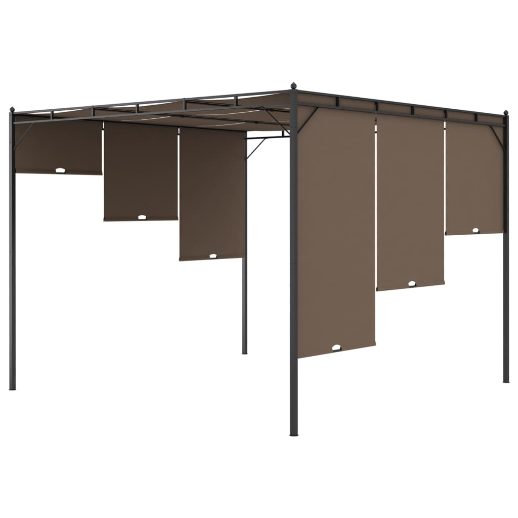 Gazebo jardim c/ cortina lateral 3x3x2,25m cinzento-acastanhado - Image 6