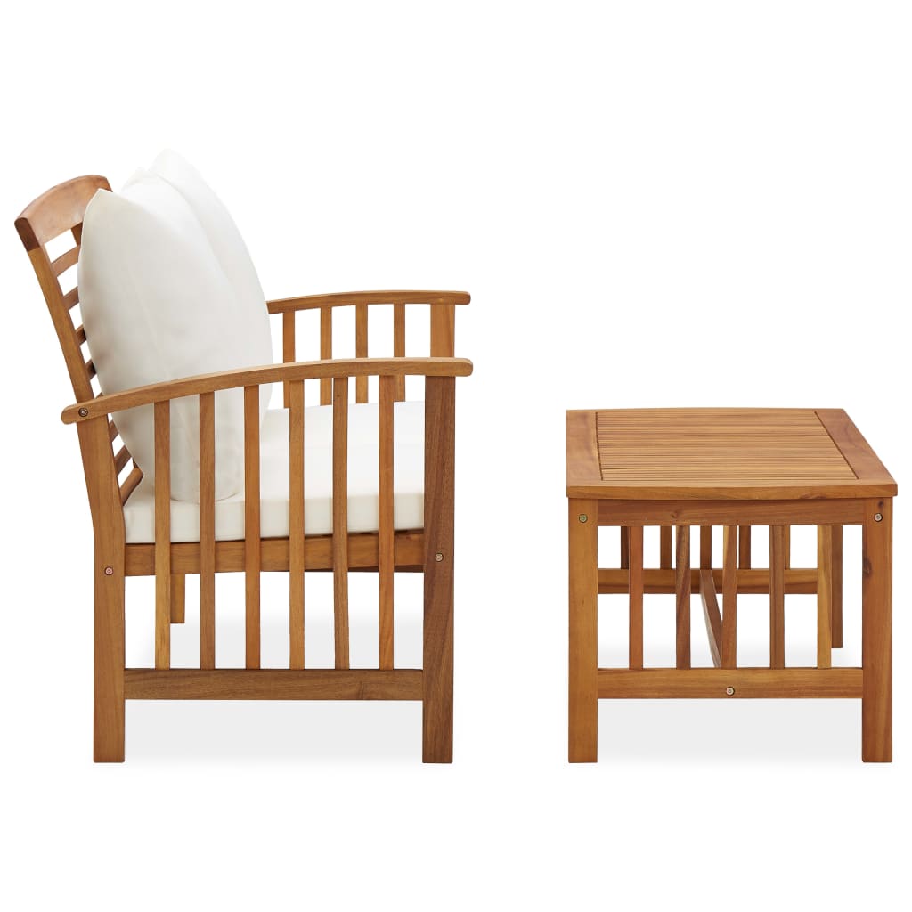 2 pcs conjunto lounge de jardim c/ almofadões acácia maciça - Image 2