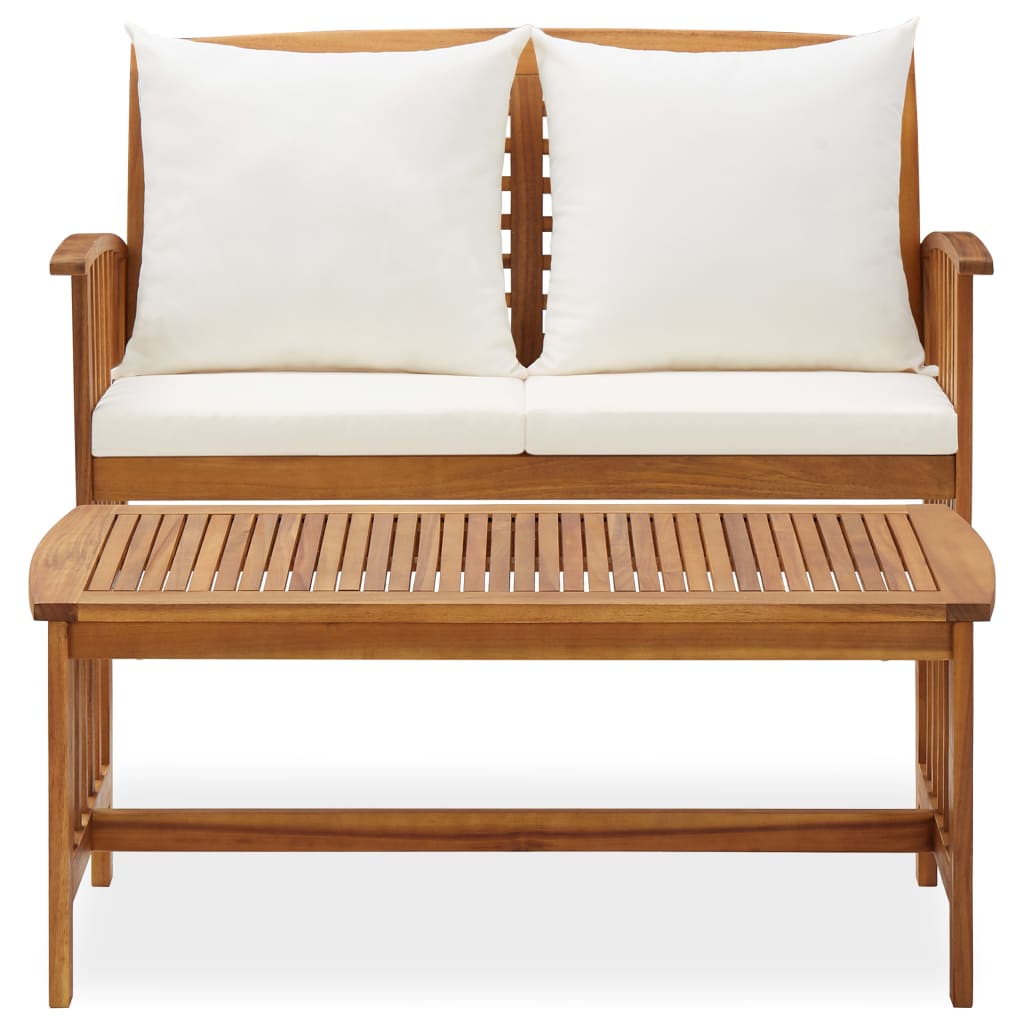 2 pcs conjunto lounge de jardim c/ almofadões acácia maciça - Image 3