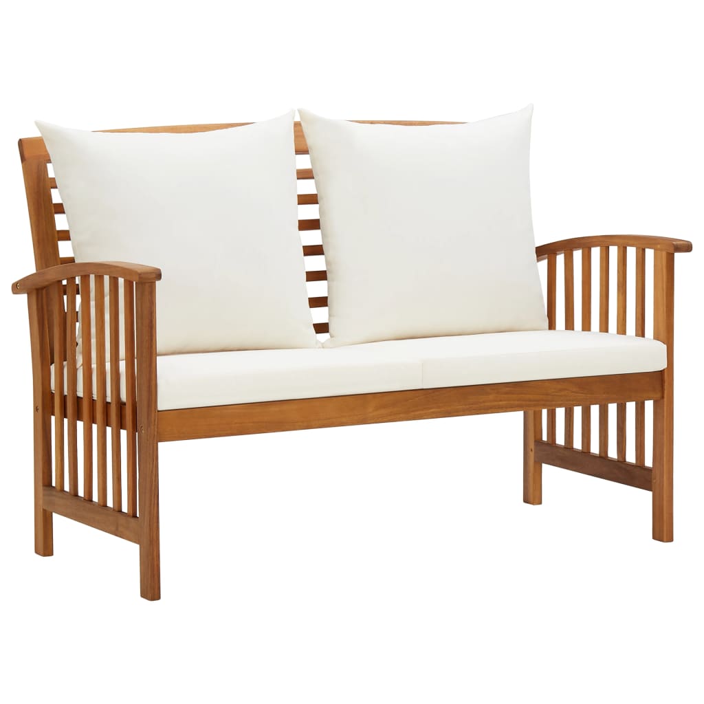 2 pcs conjunto lounge de jardim c/ almofadões acácia maciça - Image 4