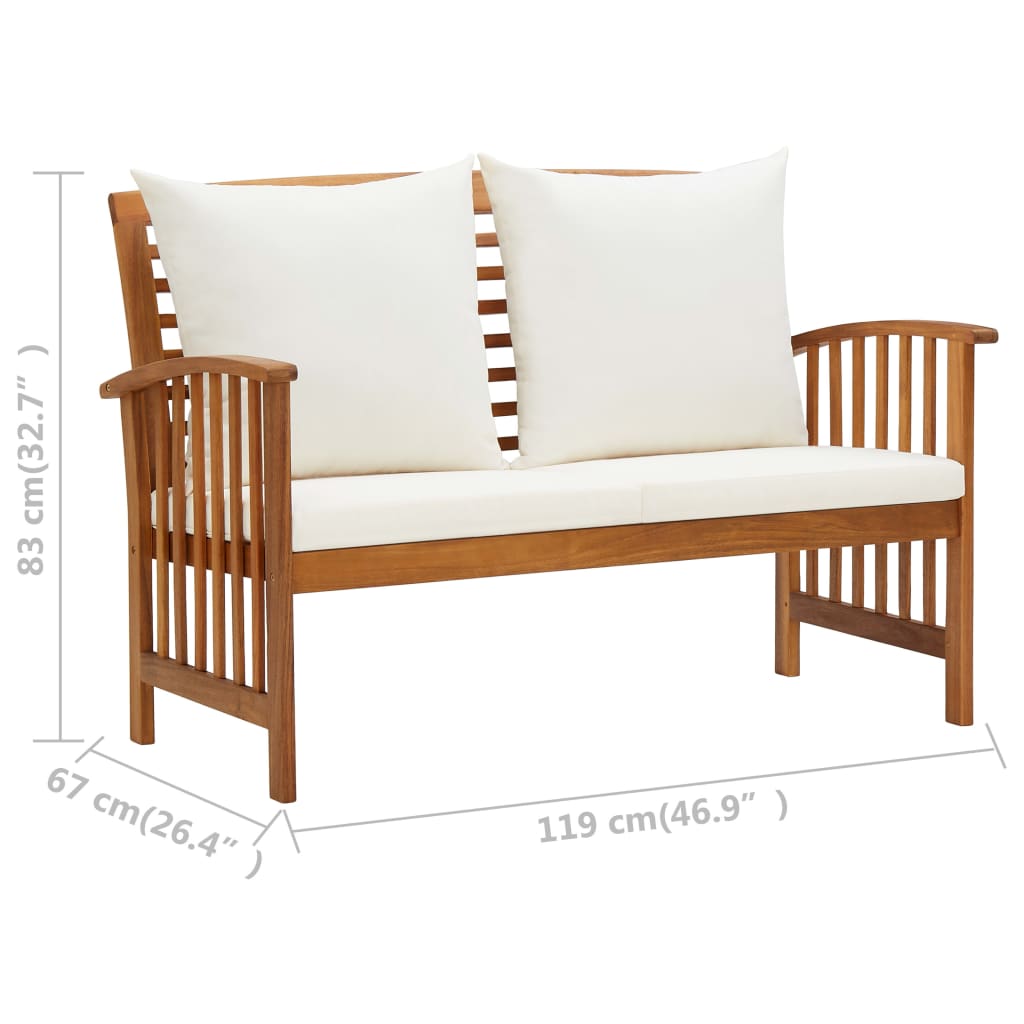 2 pcs conjunto lounge de jardim c/ almofadões acácia maciça - Image 9