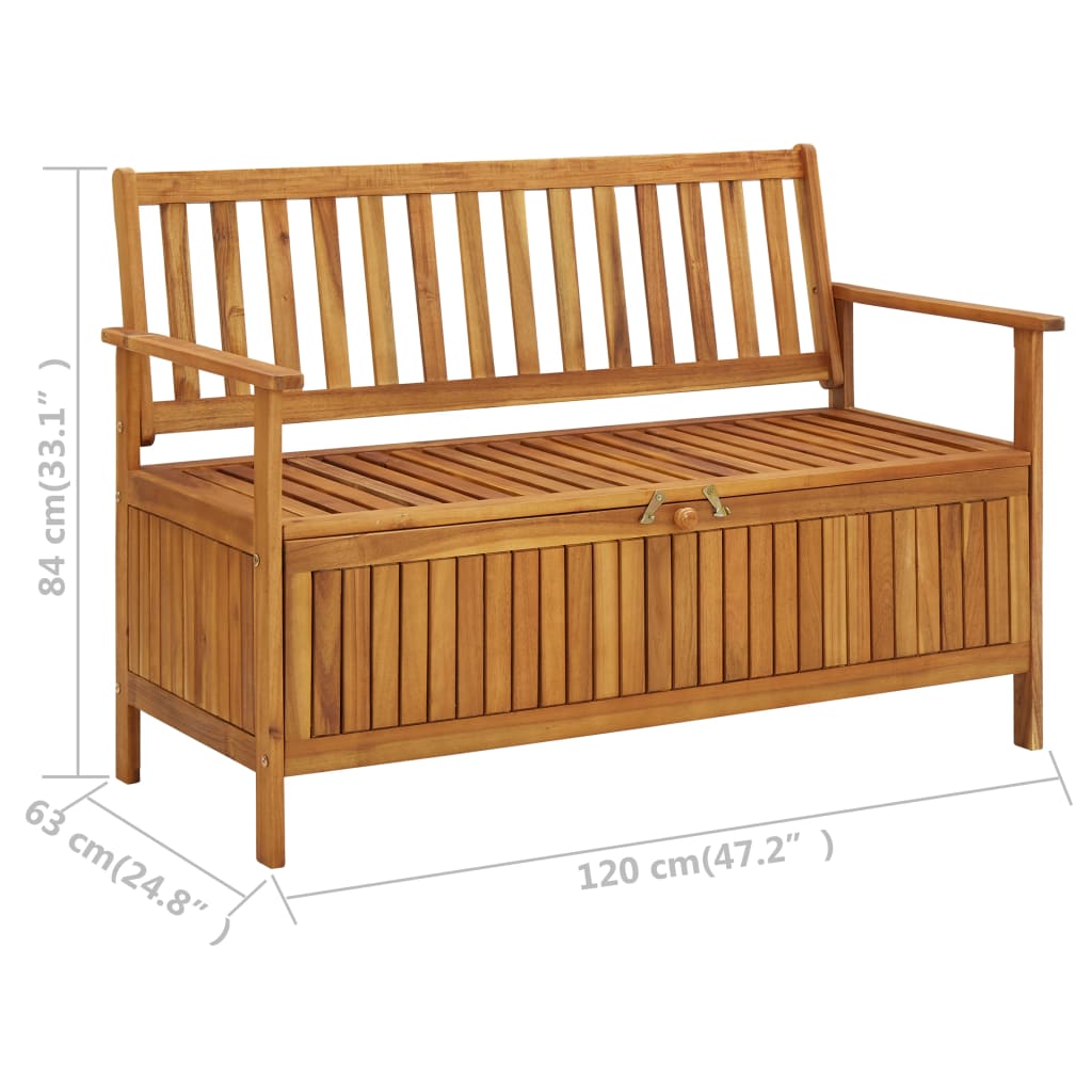Banco de arrumação para jardim 120 cm madeira de acácia maciça - Image 8