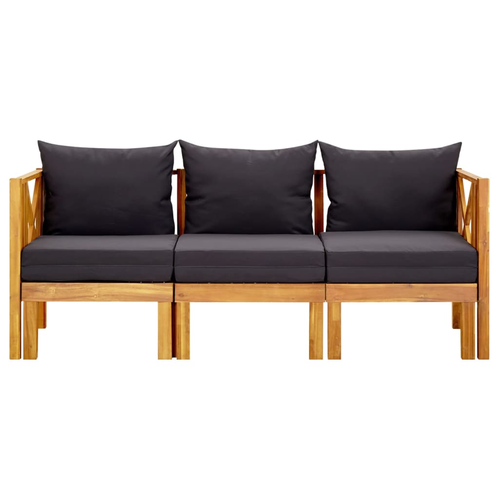 Banco de jardim 3 lugares c/ almofadões 179 cm acácia maciça - Image 2