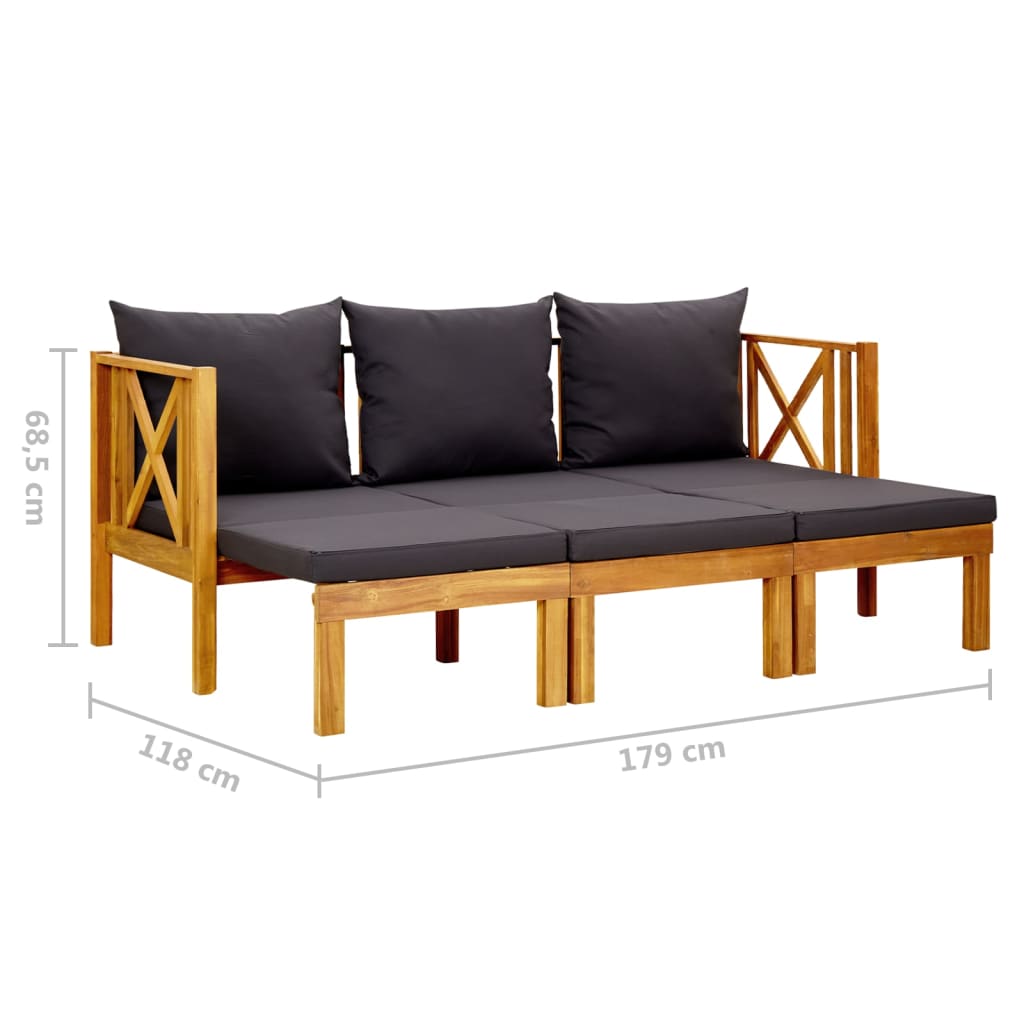 Banco de jardim 3 lugares c/ almofadões 179 cm acácia maciça - Image 9