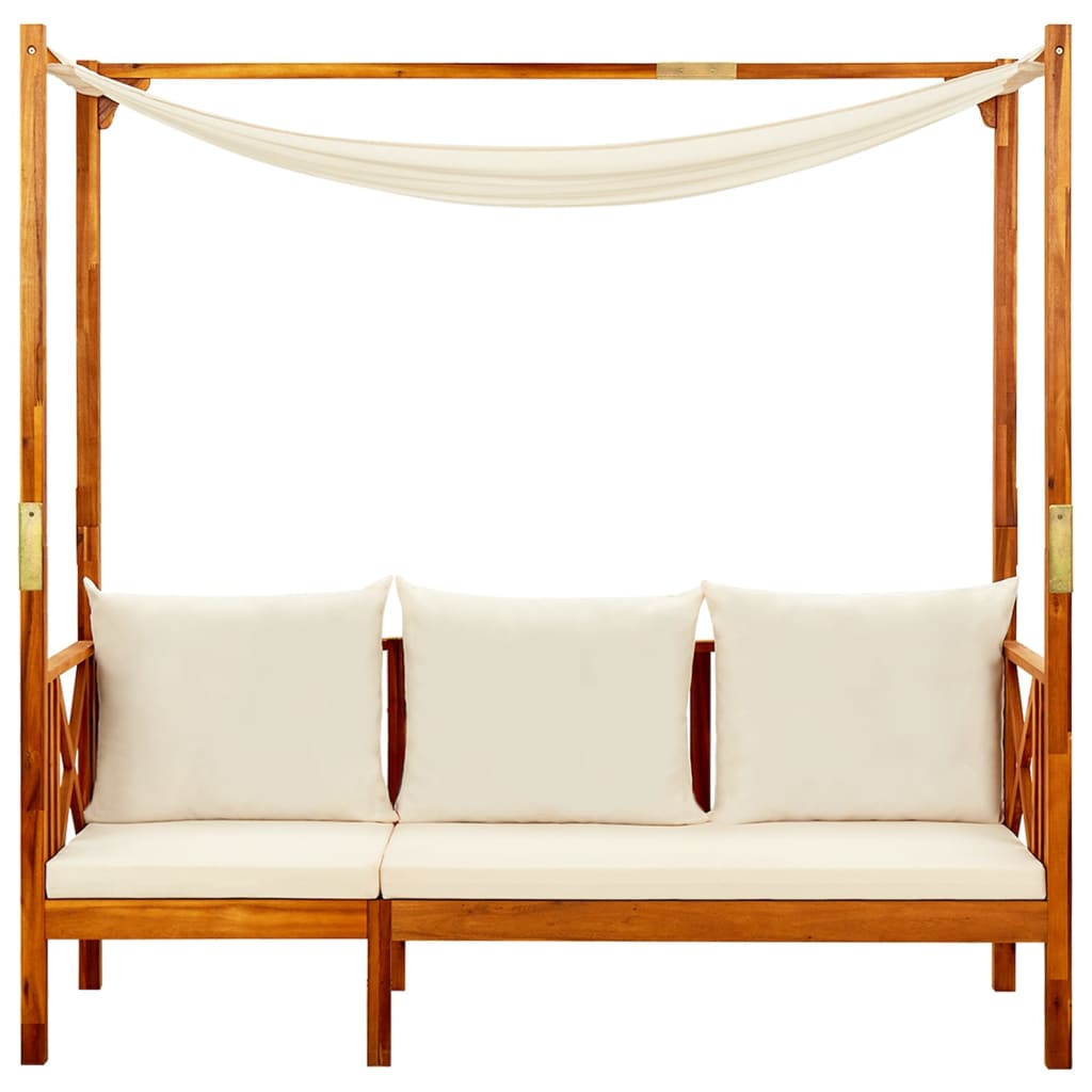 Banco de jardim com toldo madeira de acácia maciça - Image 2