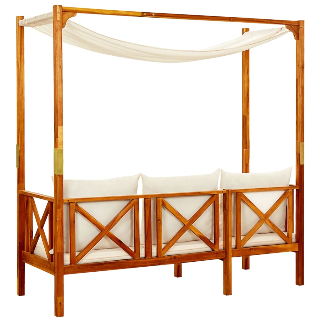 Banco de jardim com toldo madeira de acácia maciça - Image 3
