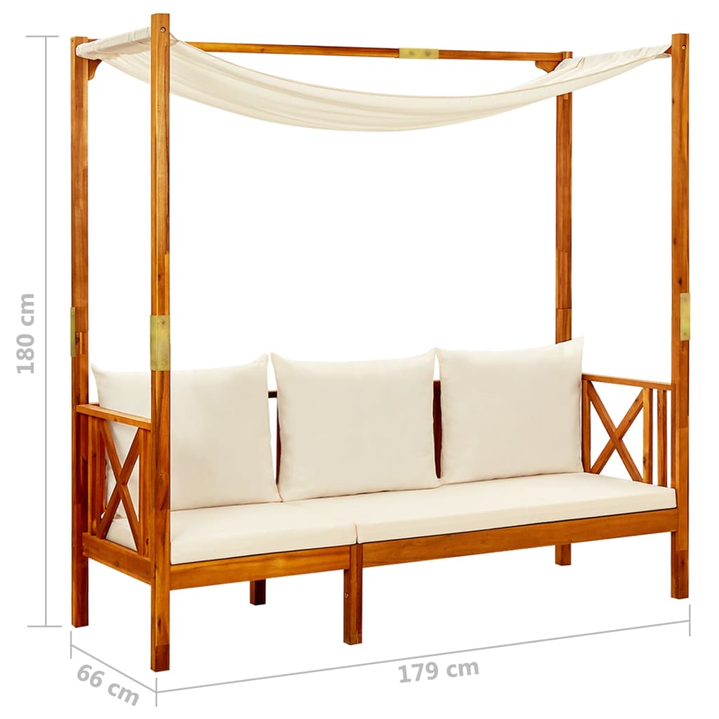 Banco de jardim com toldo madeira de acácia maciça - Image 8