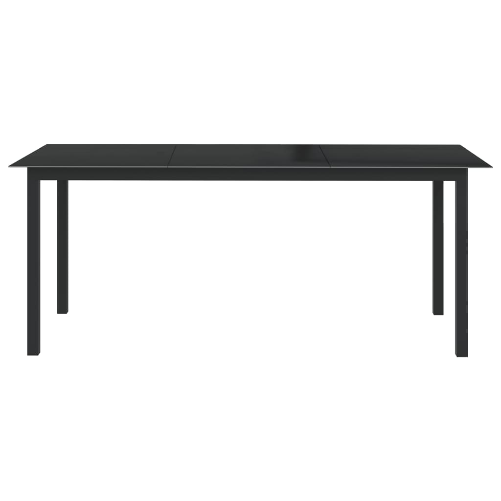 Mesa de jardim em alumínio e vidro 190x90x74 cm preto - Image 2