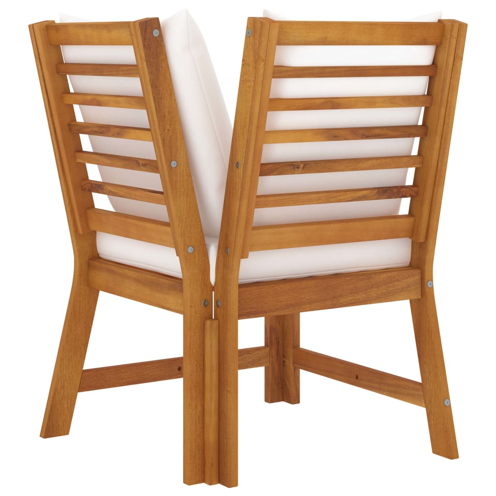 3 pcs conjunto lounge jardim c/ almofadões cor creme acácia - Image 5