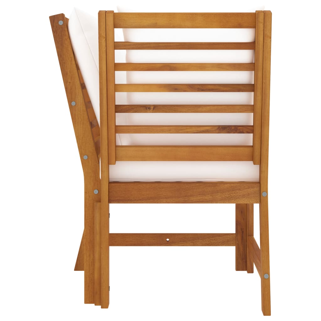3 pcs conjunto lounge jardim c/ almofadões cor creme acácia - Image 6