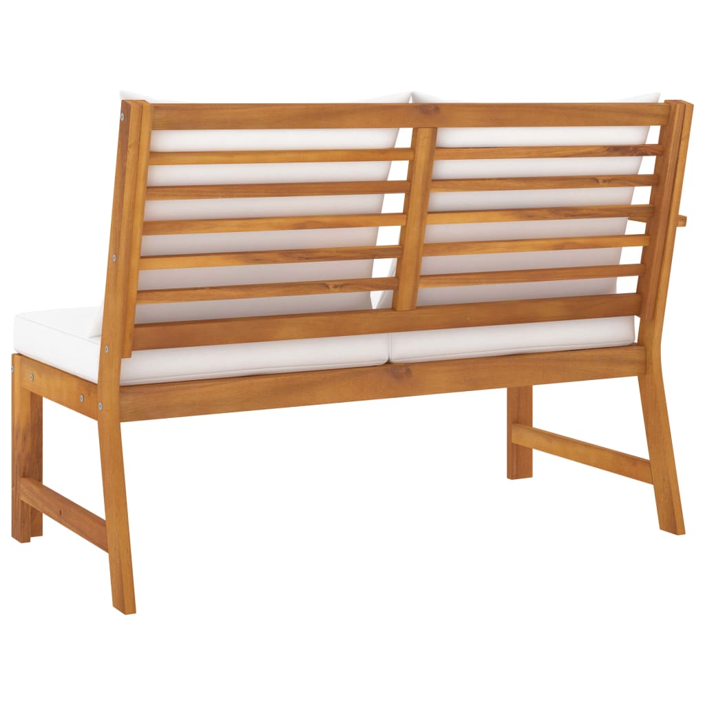 Banco de jardim 114,5 cm com almofadão cor creme acácia maciça - Image 4