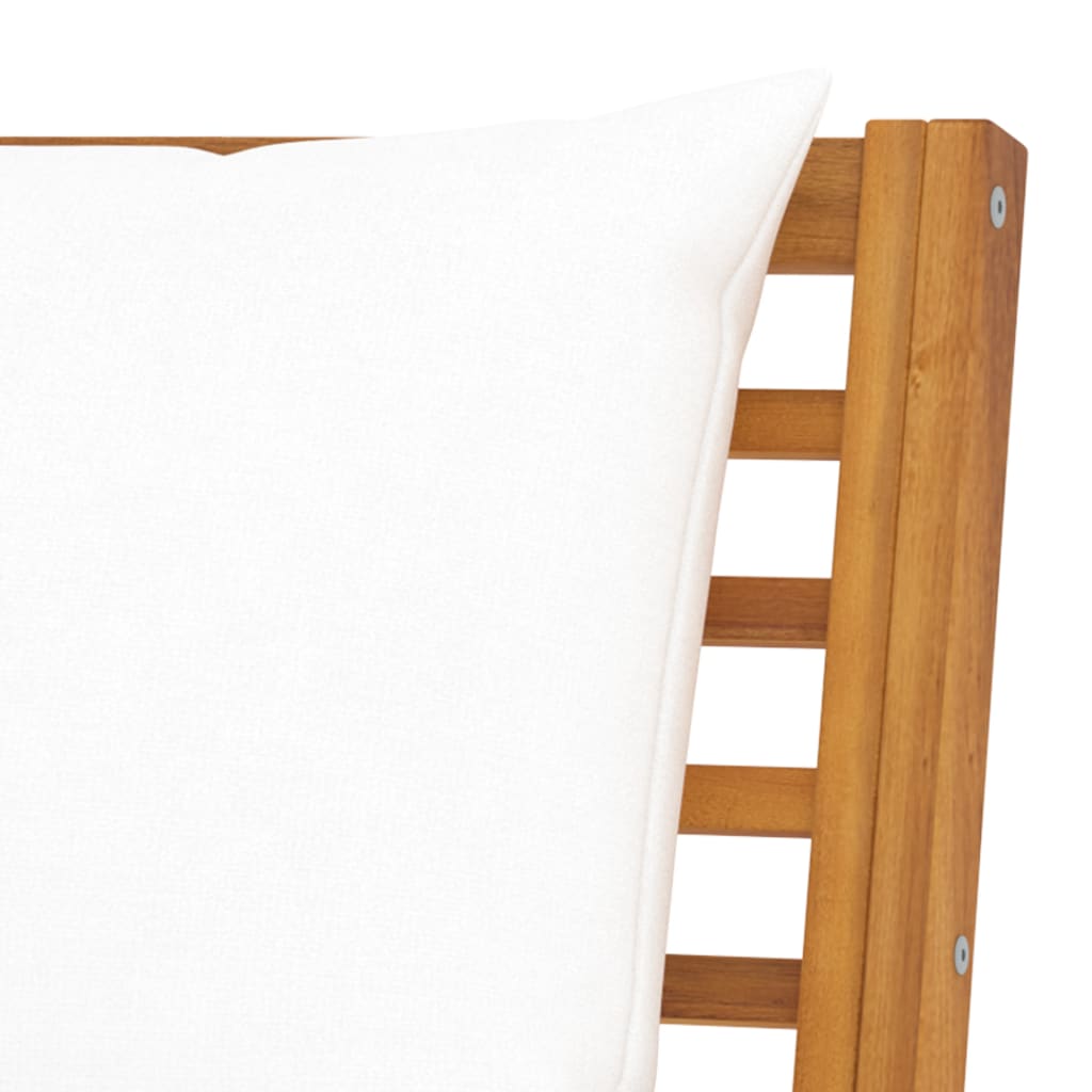 Banco de jardim 114,5 cm com almofadão cor creme acácia maciça - Image 5