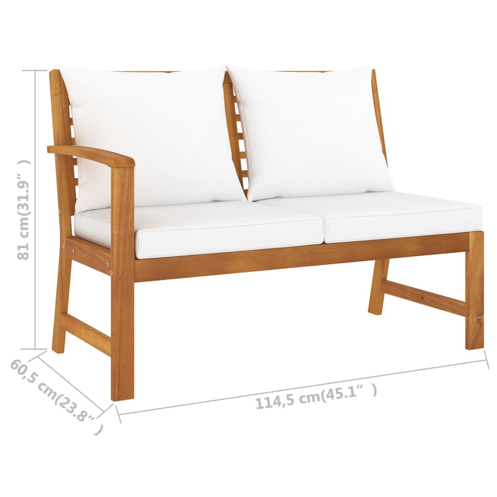 Banco de jardim 114,5 cm com almofadão cor creme acácia maciça - Image 6