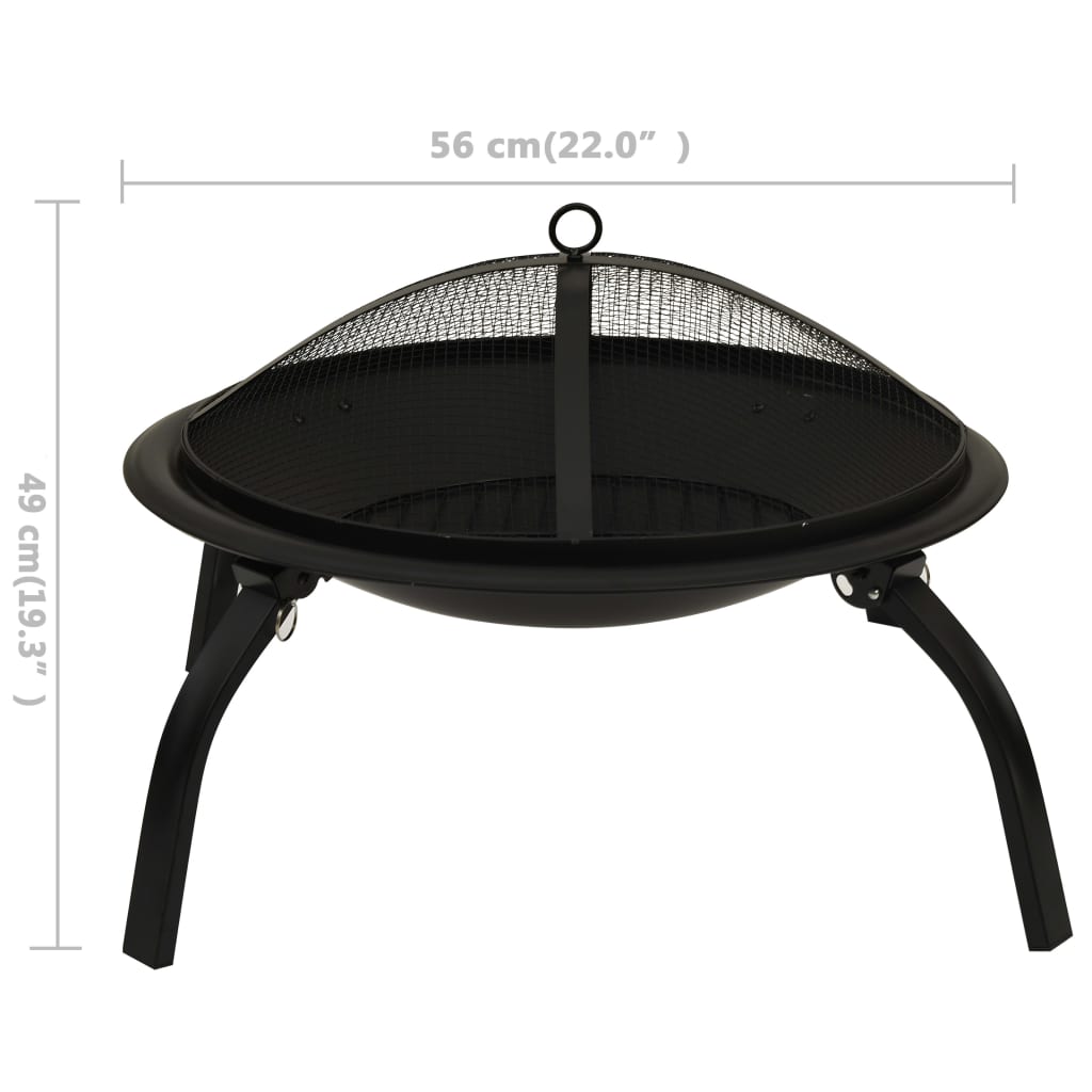 Braseira e barbecue 2-em-1 com atiçador 56x56x49 cm aço - Image 9