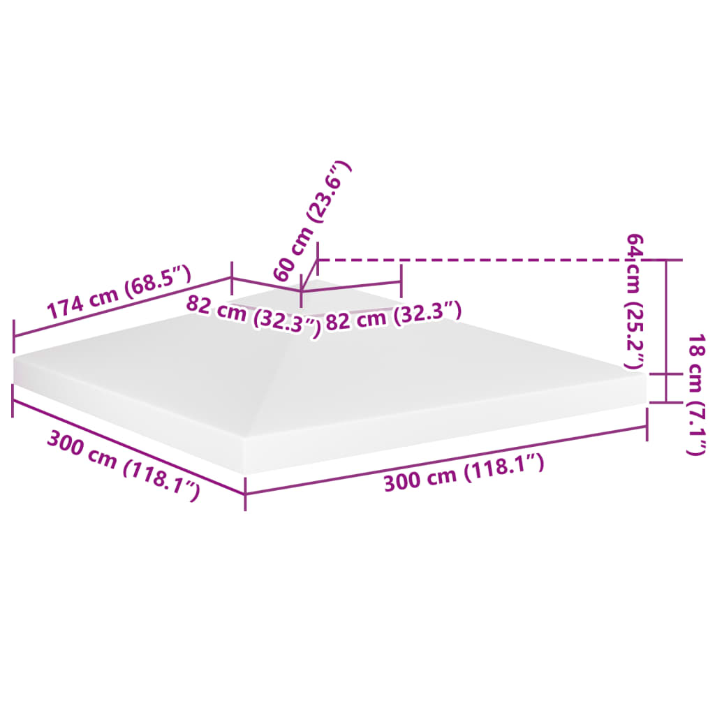 Cobertura de gazebo com 2 camadas 310 g/m² 3x3 m branco - Image 7
