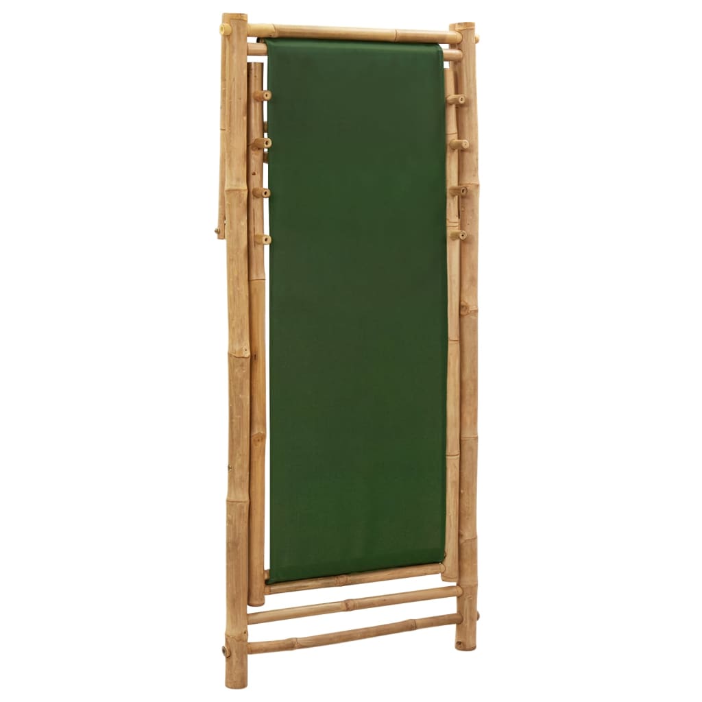 Espreguiçadeira de bambu e lona verde - Image 6