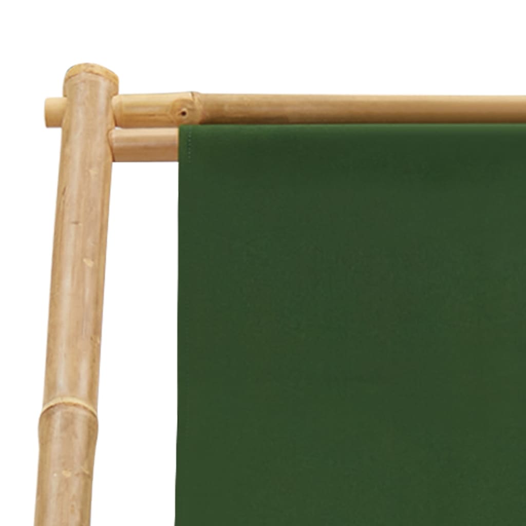Espreguiçadeira de bambu e lona verde - Image 7