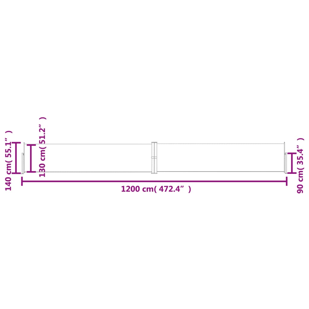 Toldo lateral retrátil para pátio 140x1200 cm antracite - Image 10