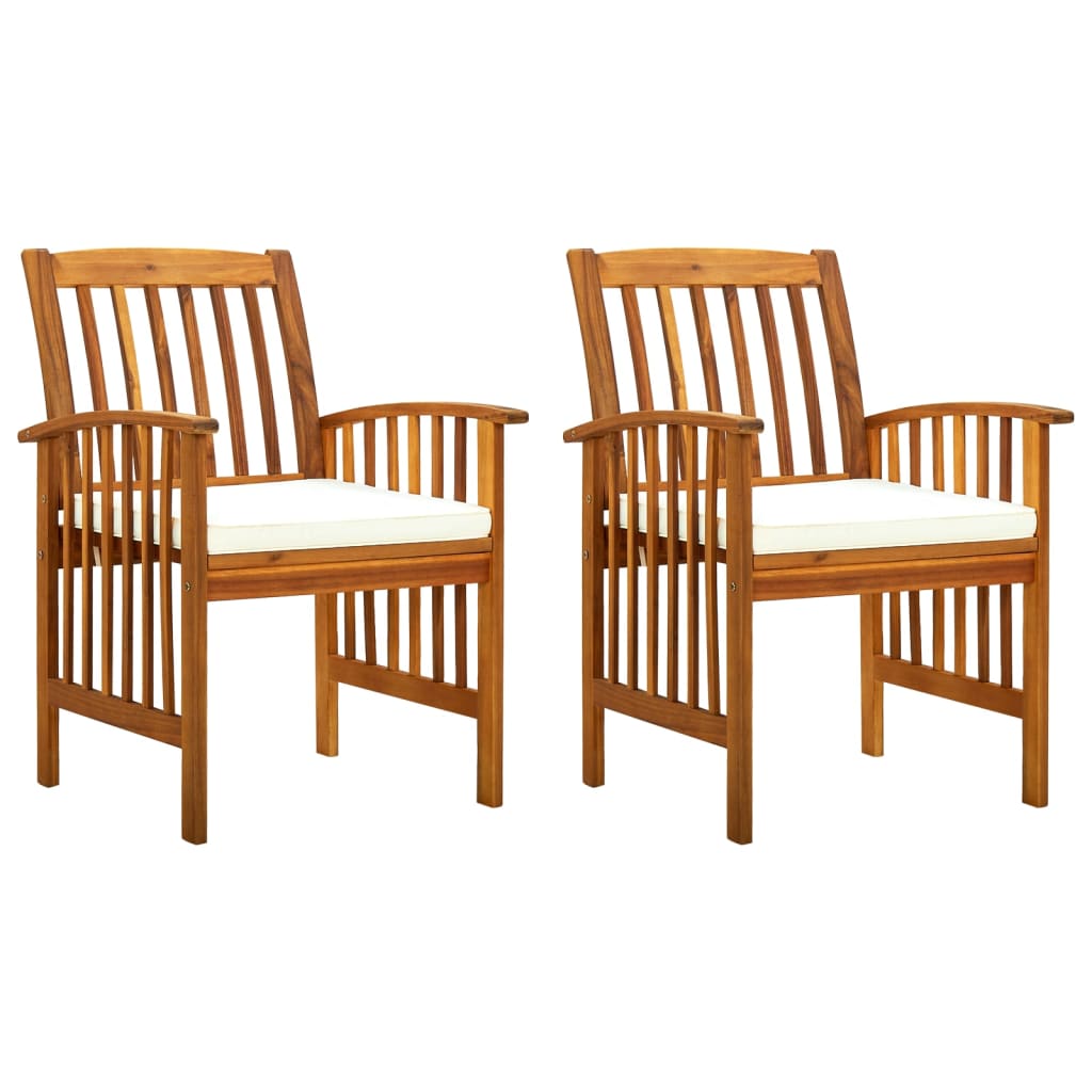 Cadeiras de jantar p/ jardim 2 pcs c/ almofadões acácia maciça