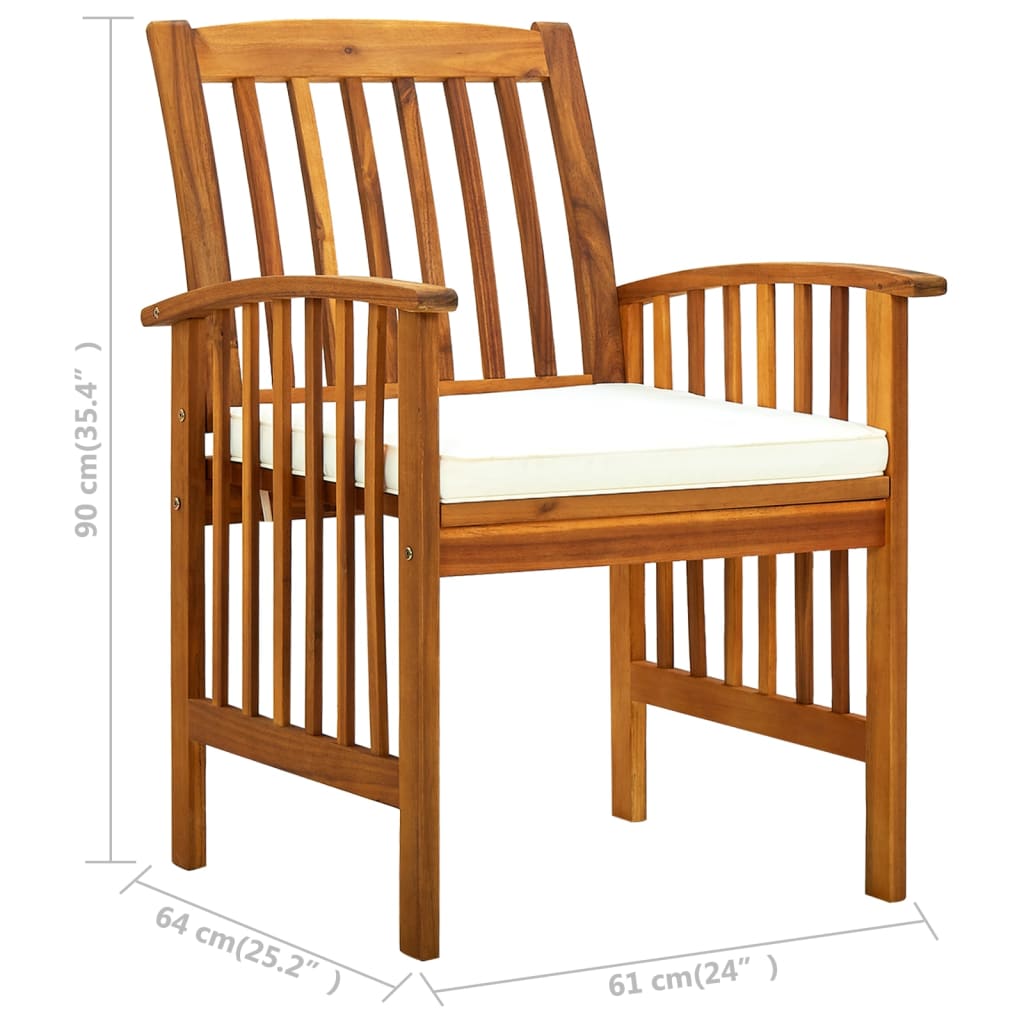 Cadeiras de jantar p/ jardim 2 pcs c/ almofadões acácia maciça - Image 9