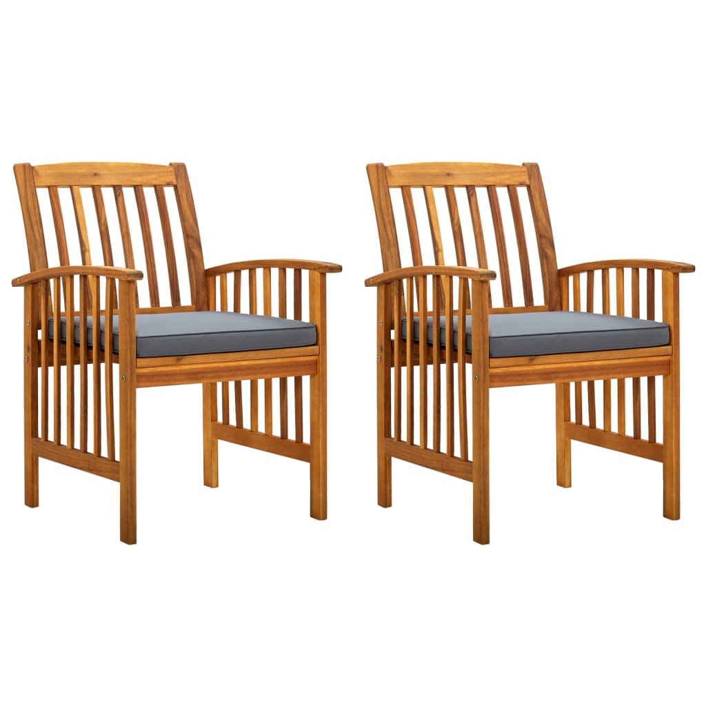 Cadeiras de jantar p/ jardim 2 pcs c/ almofadões acácia maciça