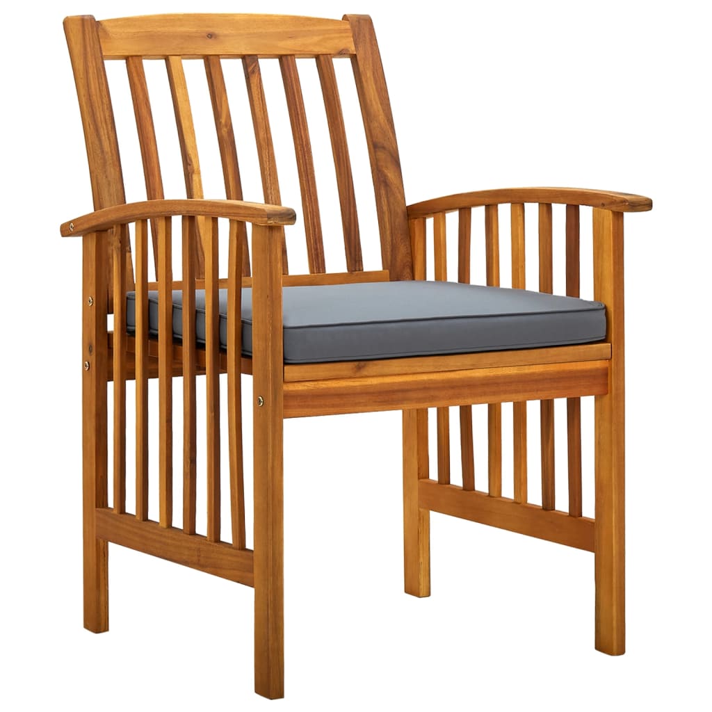 Cadeiras de jantar p/ jardim 3 pcs c/ almofadões acácia maciça - Image 2