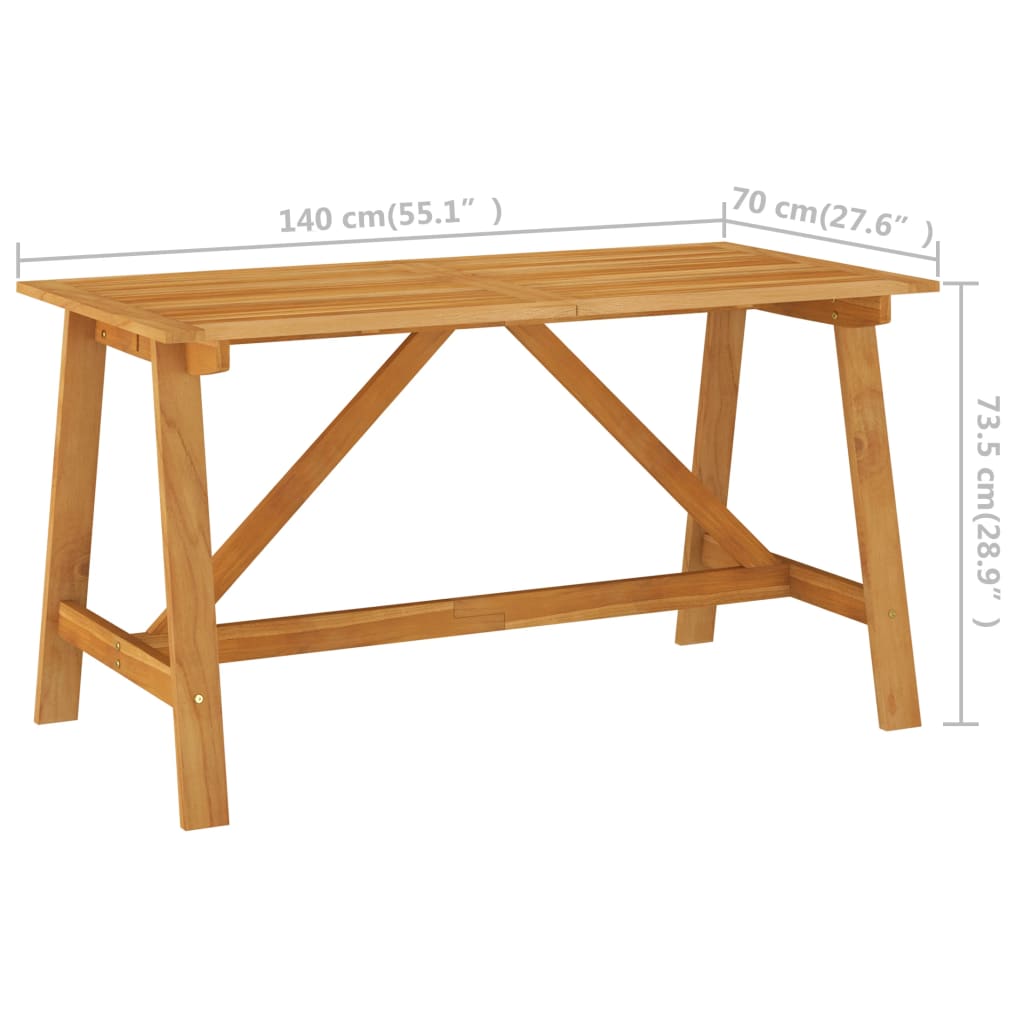 Mesa de jantar p/ jardim 140x70x73,5cm madeira de acácia maciça - Image 6
