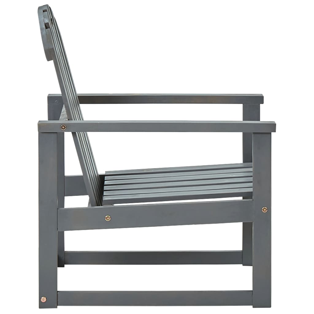 Cadeirões de jardim 2 pcs madeira de acácia maciça cinzento - Image 4