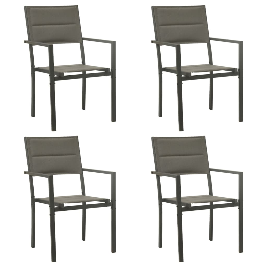 Cadeiras de jardim 4 pcs textilene e aço cinzento/antracite