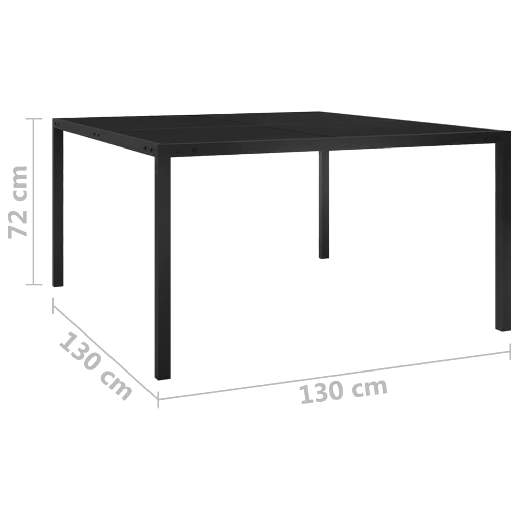 Mesa de jardim 130x130x72 cm aço e vidro preto - Image 6