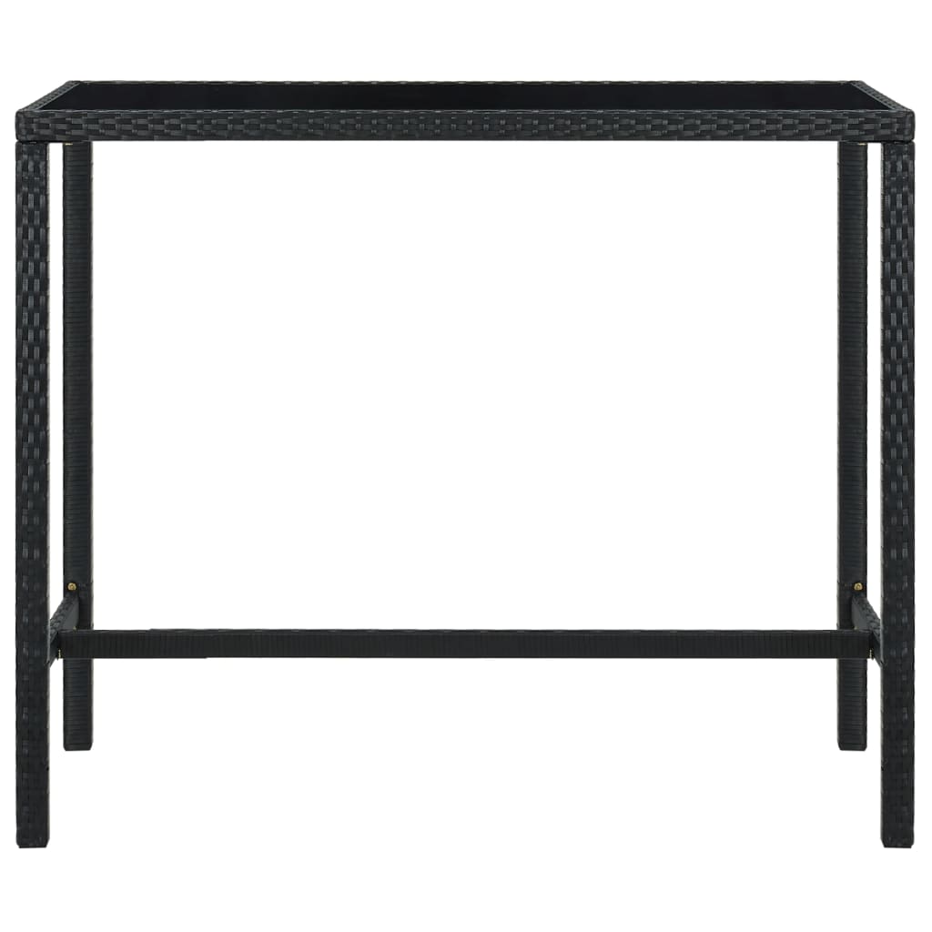 Mesa de bar para jardim 130x60x110 cm vidro e vime PE preto - Image 2