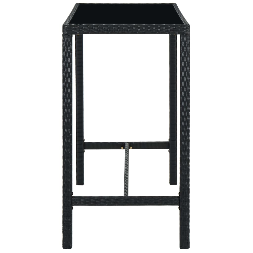 Mesa de bar para jardim 130x60x110 cm vidro e vime PE preto - Image 3