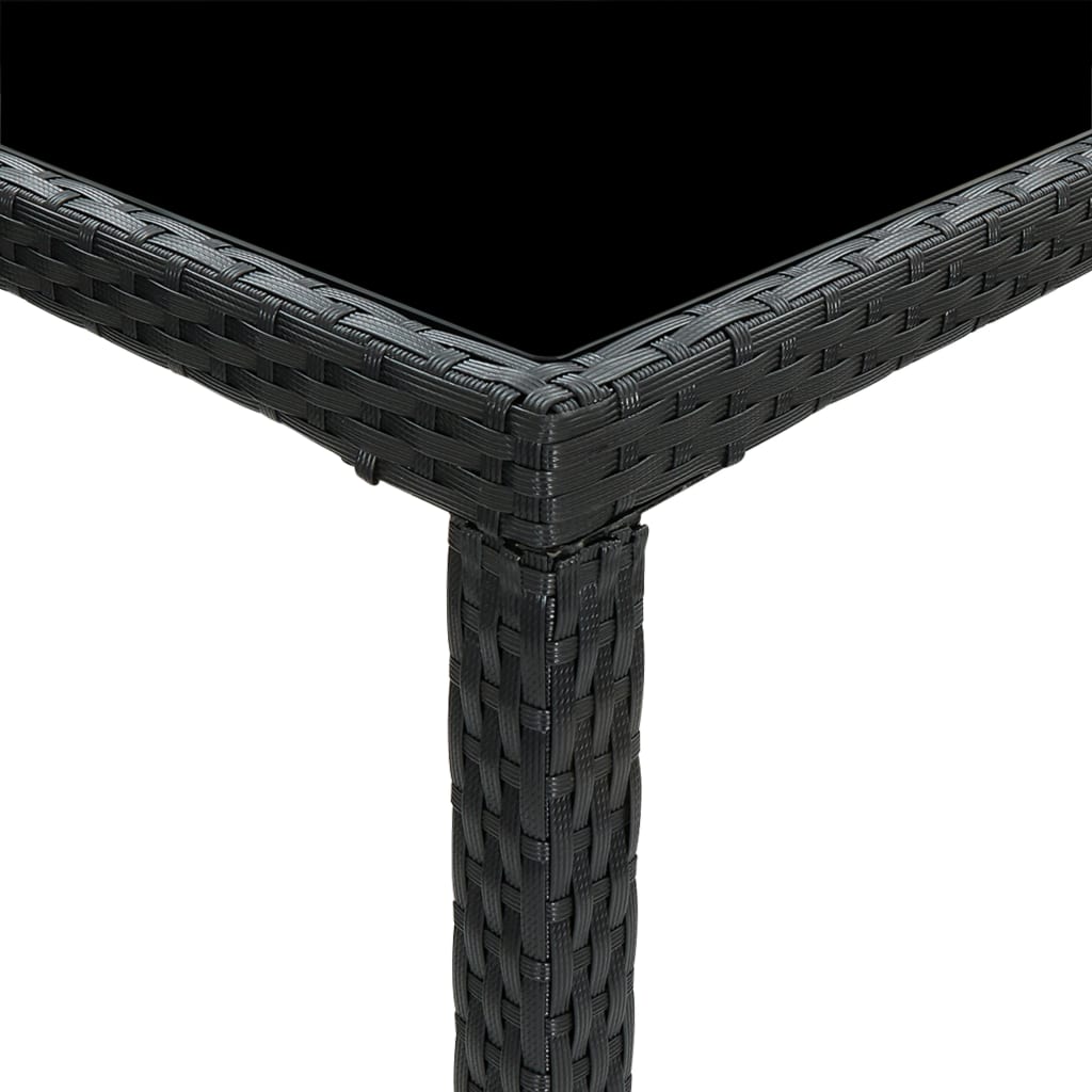 Mesa de bar para jardim 130x60x110 cm vidro e vime PE preto - Image 5
