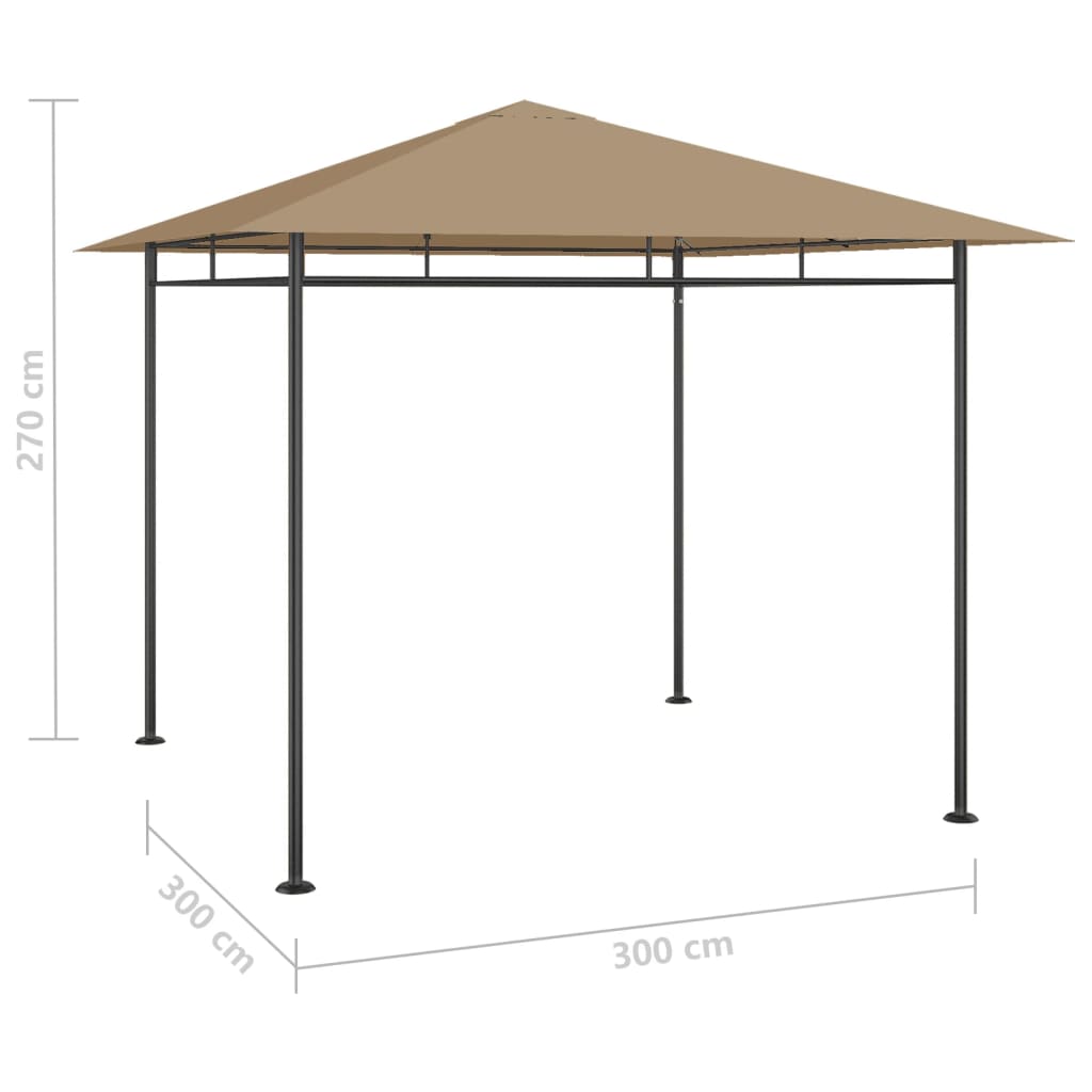 Gazebo 3x3x2,7 m 180 g/m² cinzento-acastanhado - Image 4
