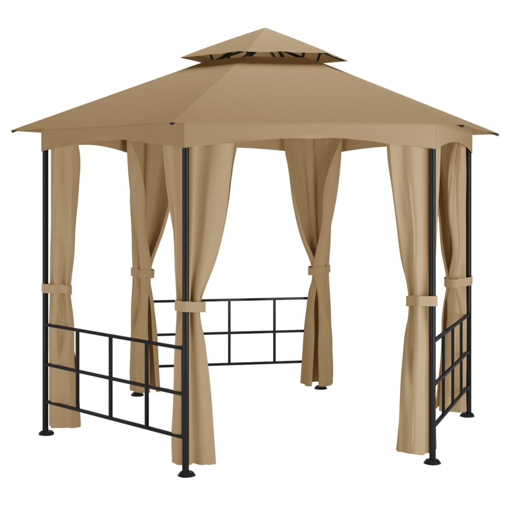 Gazebo com paredes laterais 3,1x2,7 m cinzento-acastanhado - Image 2