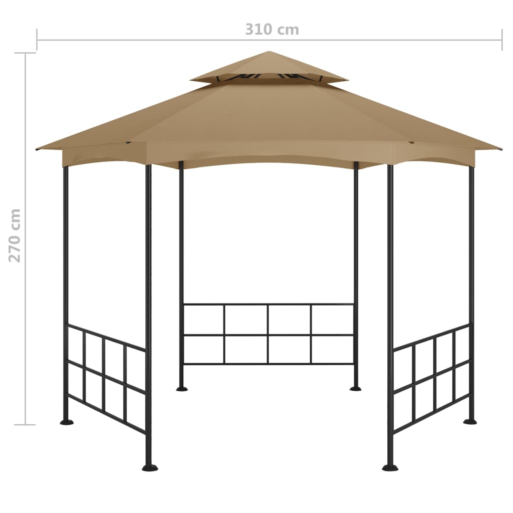 Gazebo com paredes laterais 3,1x2,7 m cinzento-acastanhado - Image 6