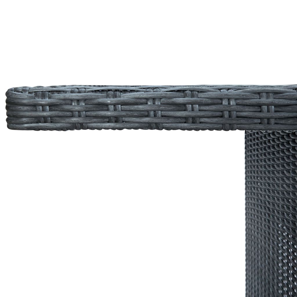 Mesa de jardim vime PE e vidro temperado cinzento-escuro - Image 4