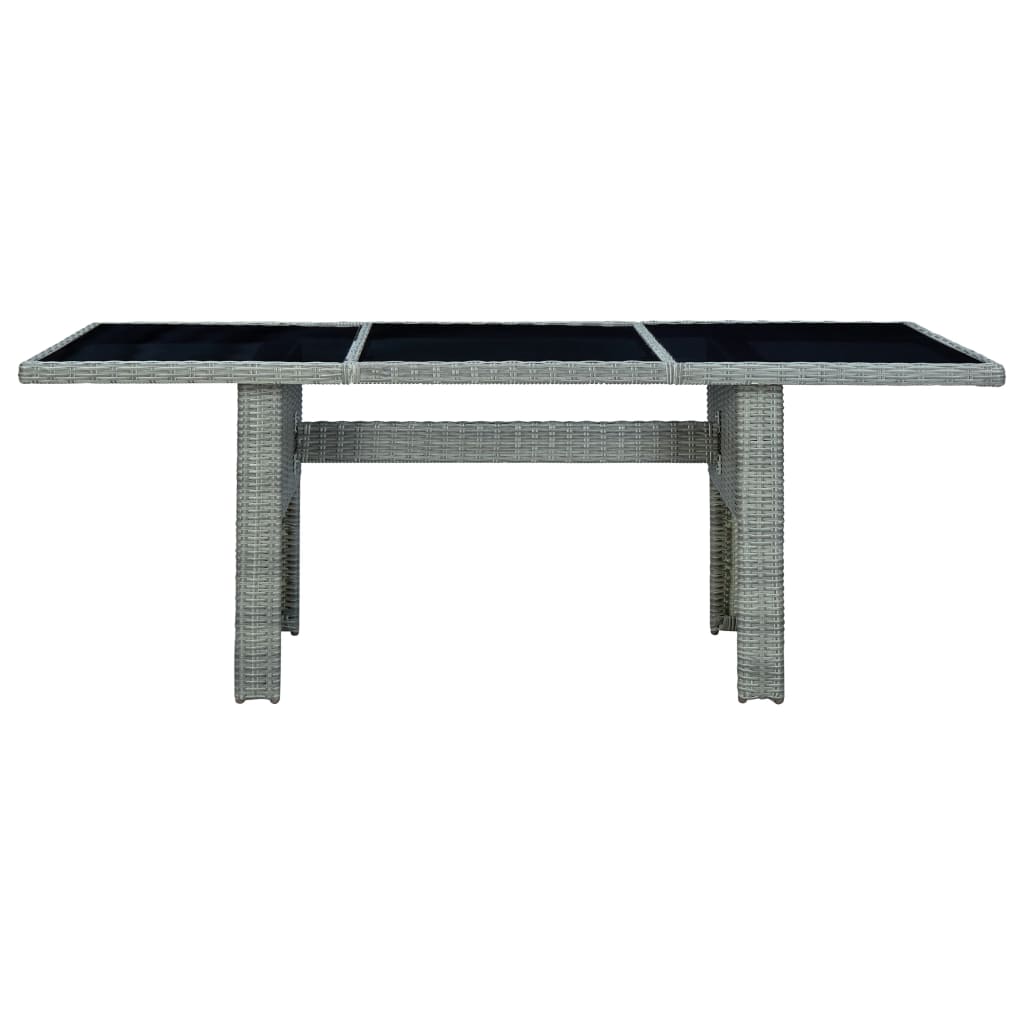 Mesa de jardim vime PE e vidro temperado cinzento-claro - Image 2