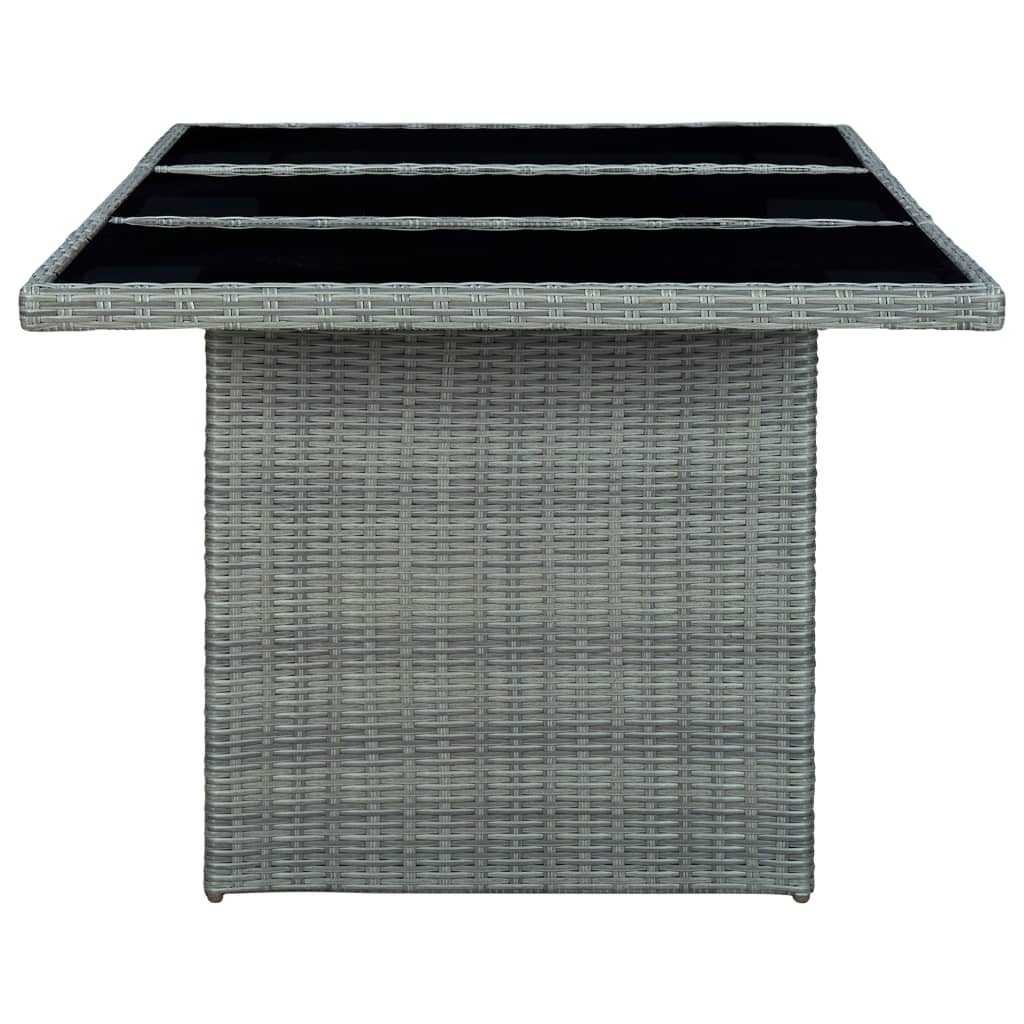 Mesa de jardim vime PE e vidro temperado cinzento-claro - Image 3