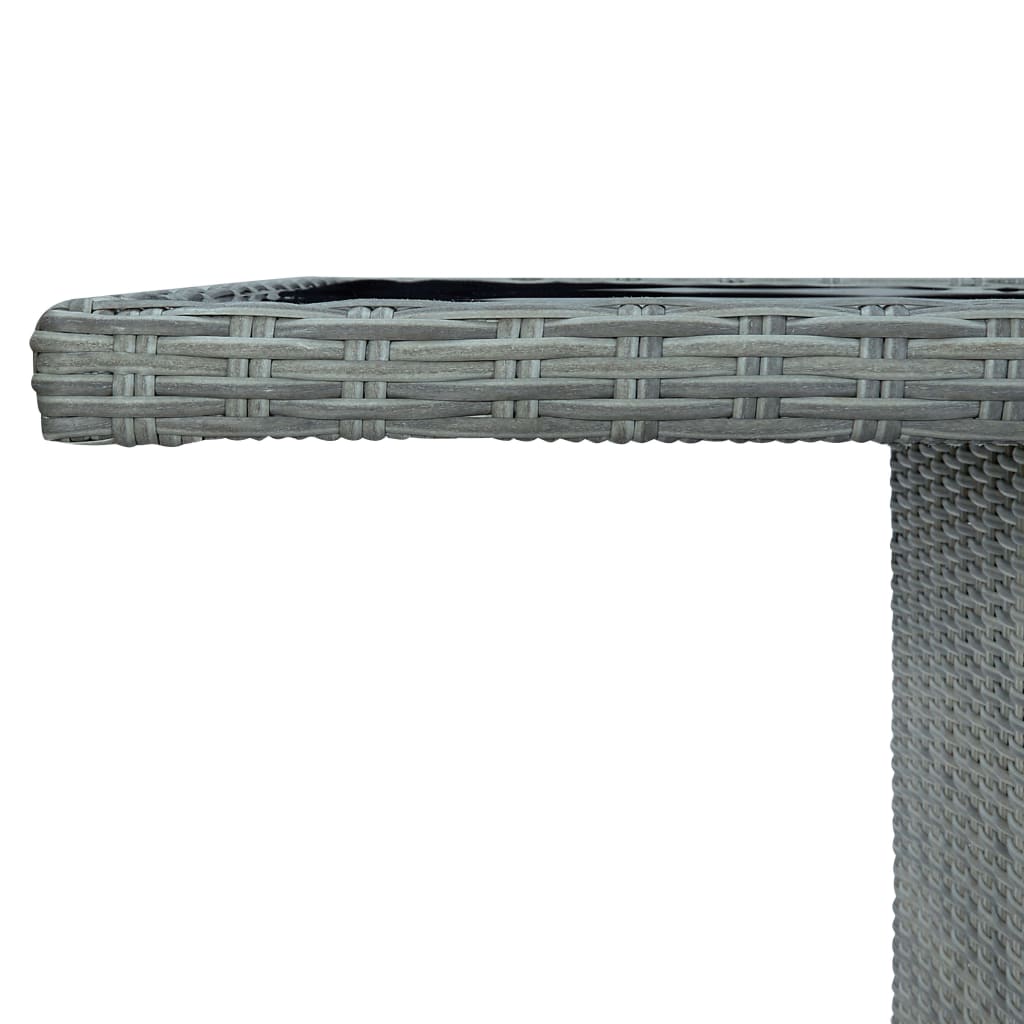 Mesa de jardim vime PE e vidro temperado cinzento-claro - Image 4