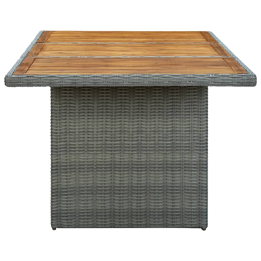 Mesa de jardim vime PE/madeira acácia maciça cinzento-claro - Image 3