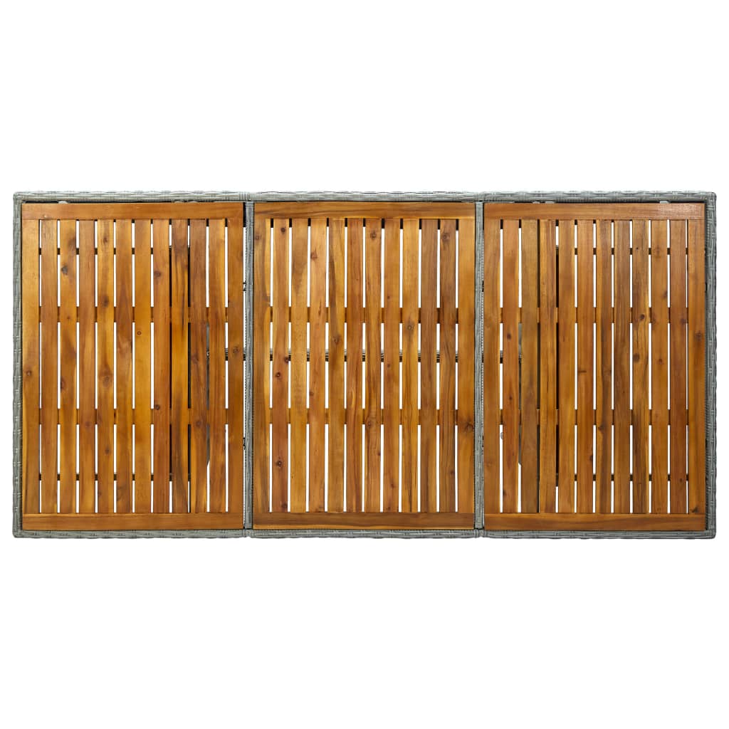 Mesa de jardim vime PE/madeira acácia maciça cinzento-claro - Image 4