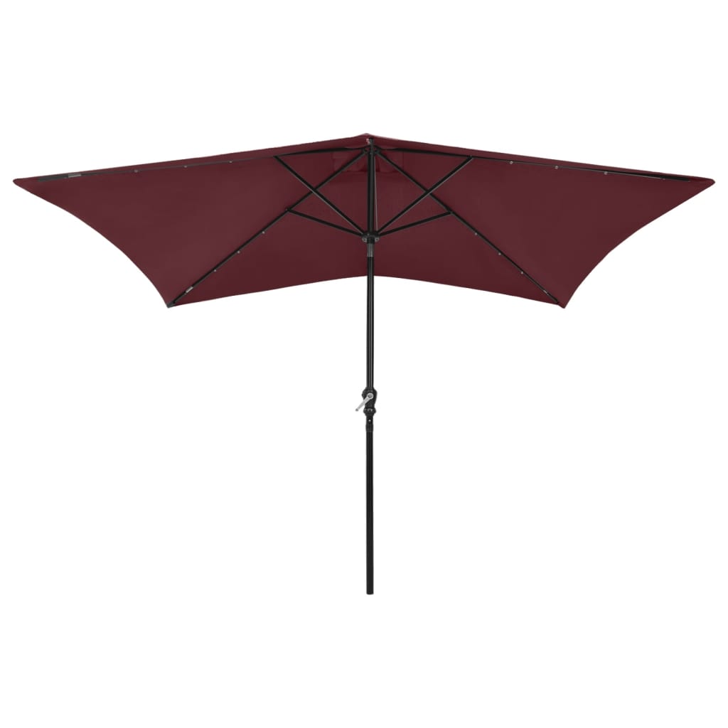 Guarda-sol com luzes LED e poste de aço 2x3 m vermelho bordô - Image 2