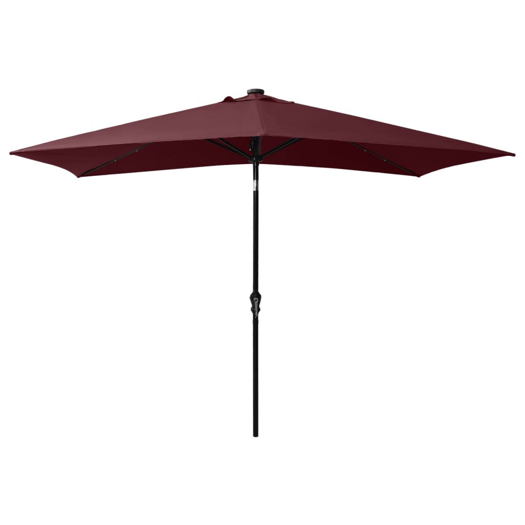 Guarda-sol com luzes LED e poste de aço 2x3 m vermelho bordô - Image 3